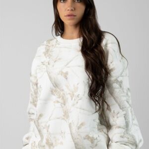 Comfort White Tan Camo Oversized Long Sleeve Crew and Sweatpants